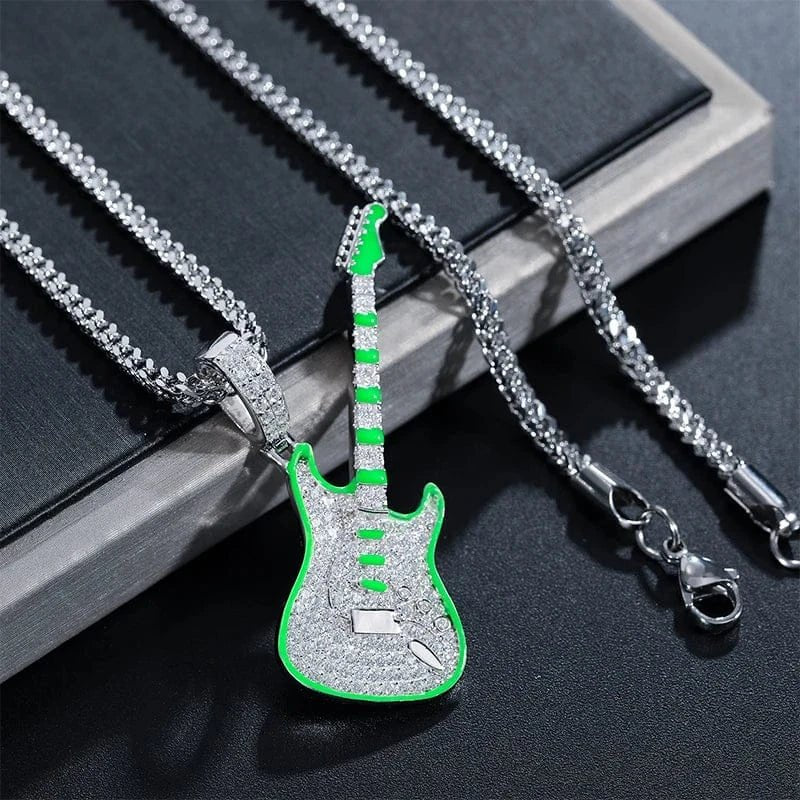 Moissanite Glow Guitar Pendant – “Electric Pulse” Edition - Shop Gold Supply