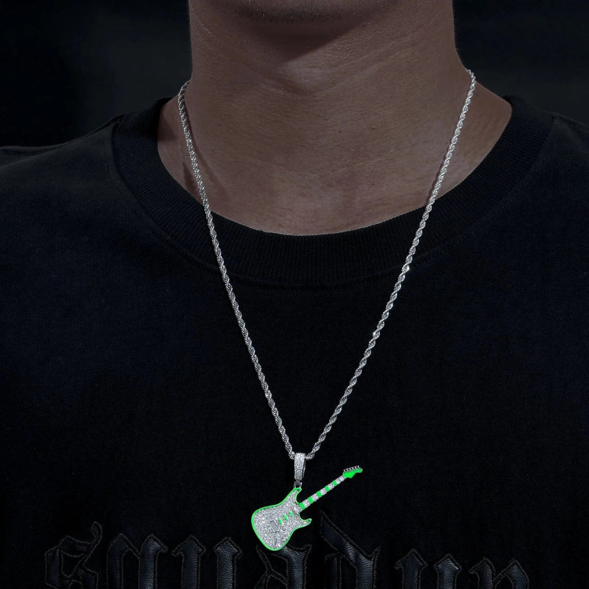 Moissanite Glow Guitar Pendant – “Electric Pulse” Edition - Shop Gold Supply