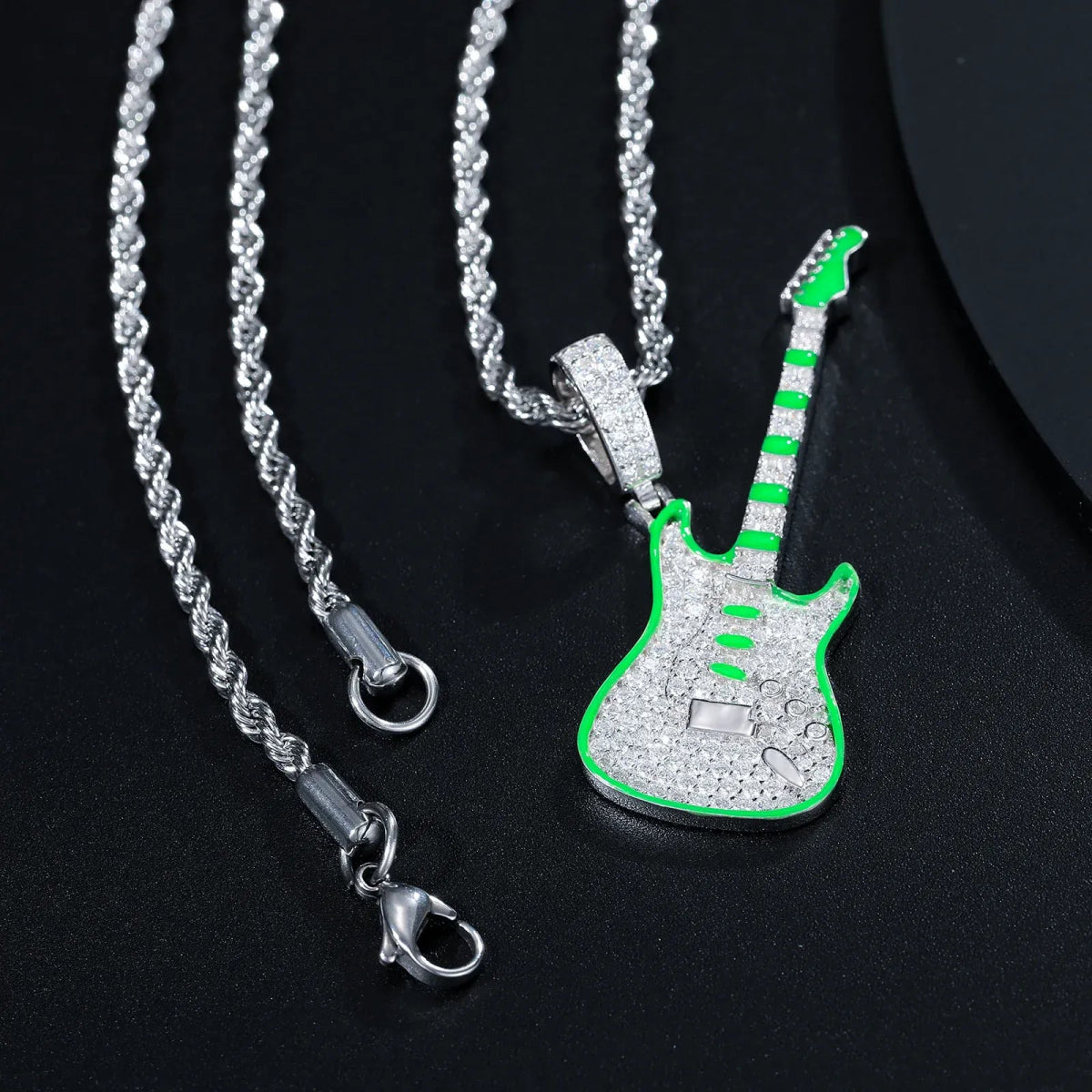 Moissanite Glow Guitar Pendant – “Electric Pulse” Edition - Shop Gold Supply