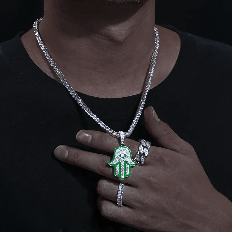 Moissanite Glow Hamsa Pendant – “Guardian Light” Edition - Shop Gold Supply