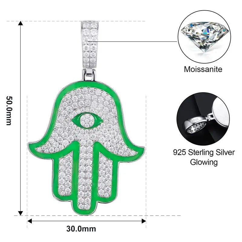 Moissanite Glow Hamsa Pendant – “Guardian Light” Edition - Shop Gold Supply