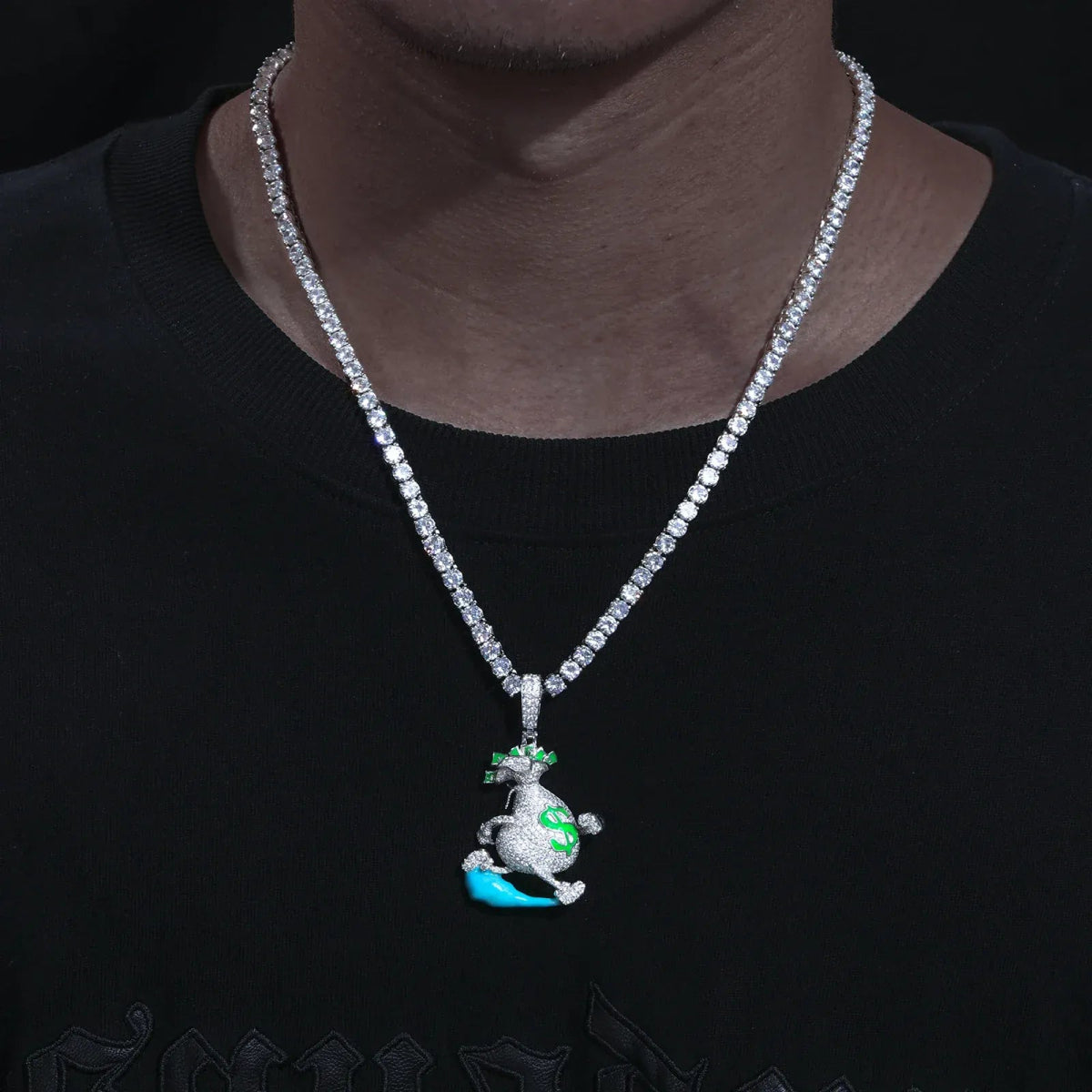 Moissanite Glow Money Bag Pendant – “Run the Bag” Edition - Shop Gold Supply