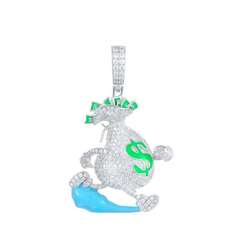 Moissanite Glow Money Bag Pendant – “Run the Bag” Edition - Shop Gold Supply