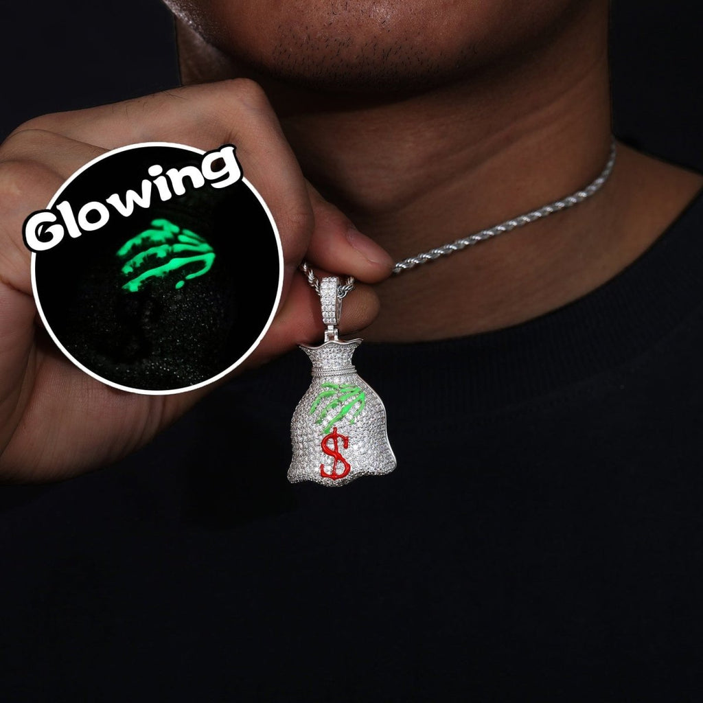 Moissanite Glow Money Bag Pendant – “Secure the Bag” Edition - Shop Gold Supply