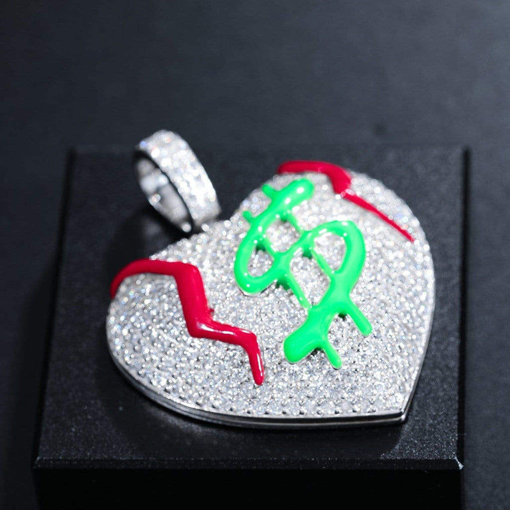 Moissanite Glow Money Heart Pendant – “Broken Rich” Edition - The Gold Supply