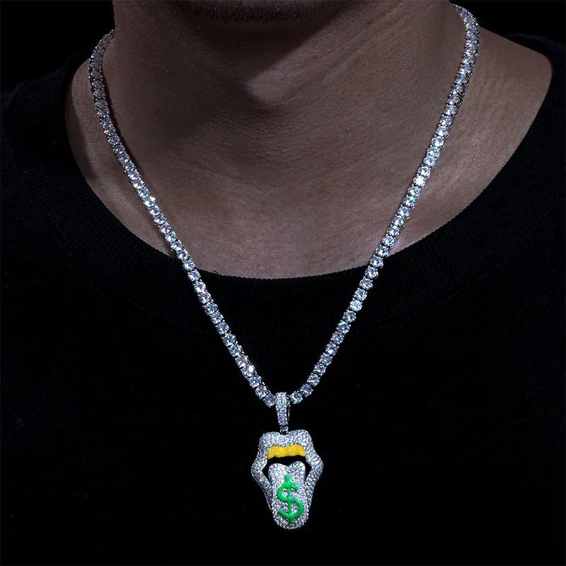 Moissanite Glow Money Mouth Pendant – “Drip Dollar” Edition - Shop Gold Supply