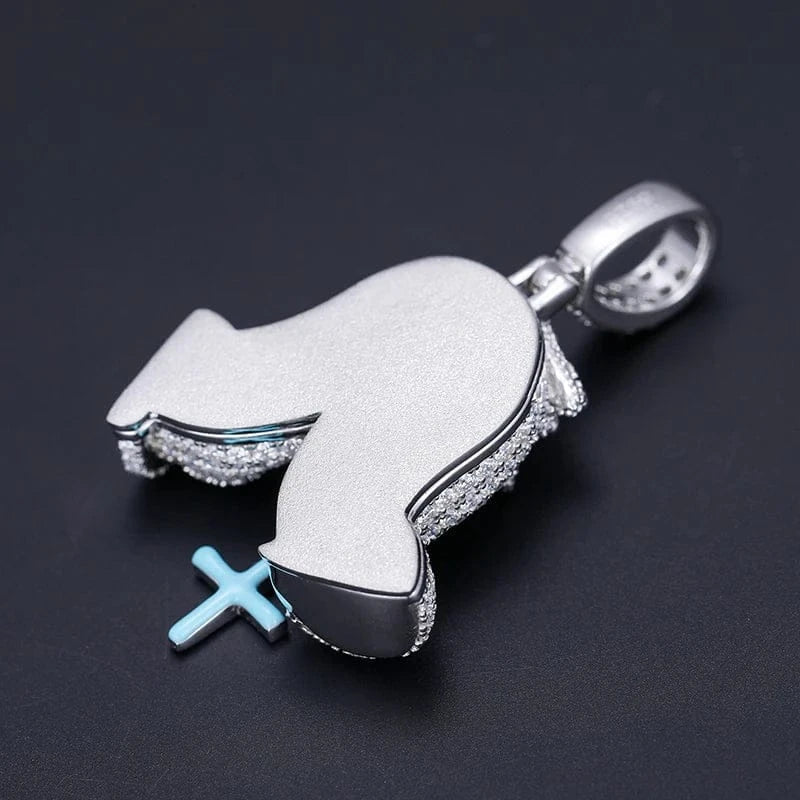 Moissanite Glow Prayer Hands Pendant – “Blessed Drip” Edition - Shop Gold Supply