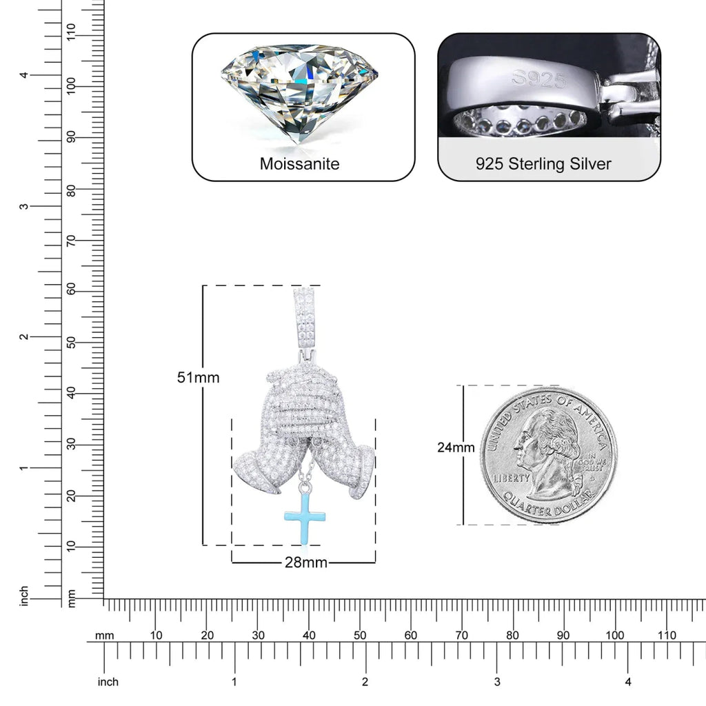 Moissanite Glow Prayer Hands Pendant – “Blessed Drip” Edition - Shop Gold Supply