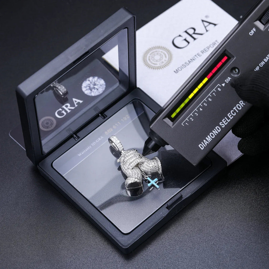 Moissanite Glow Prayer Hands Pendant – “Blessed Drip” Edition - Shop Gold Supply