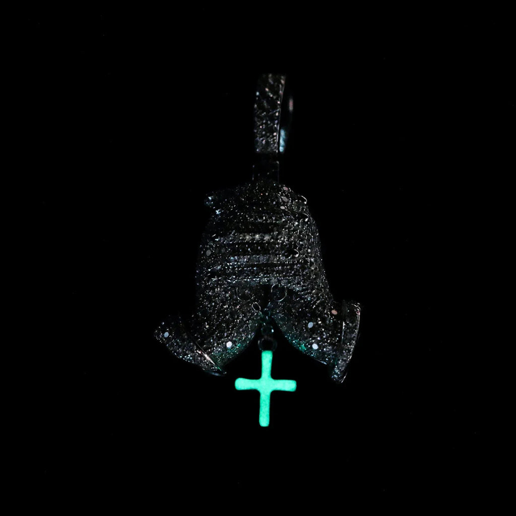 Moissanite Glow Prayer Hands Pendant – “Blessed Drip” Edition - Shop Gold Supply