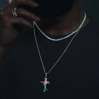 Moissanite Glow Rose Cross Pendant – “Eternal Bloom” Edition - Shop Gold Supply