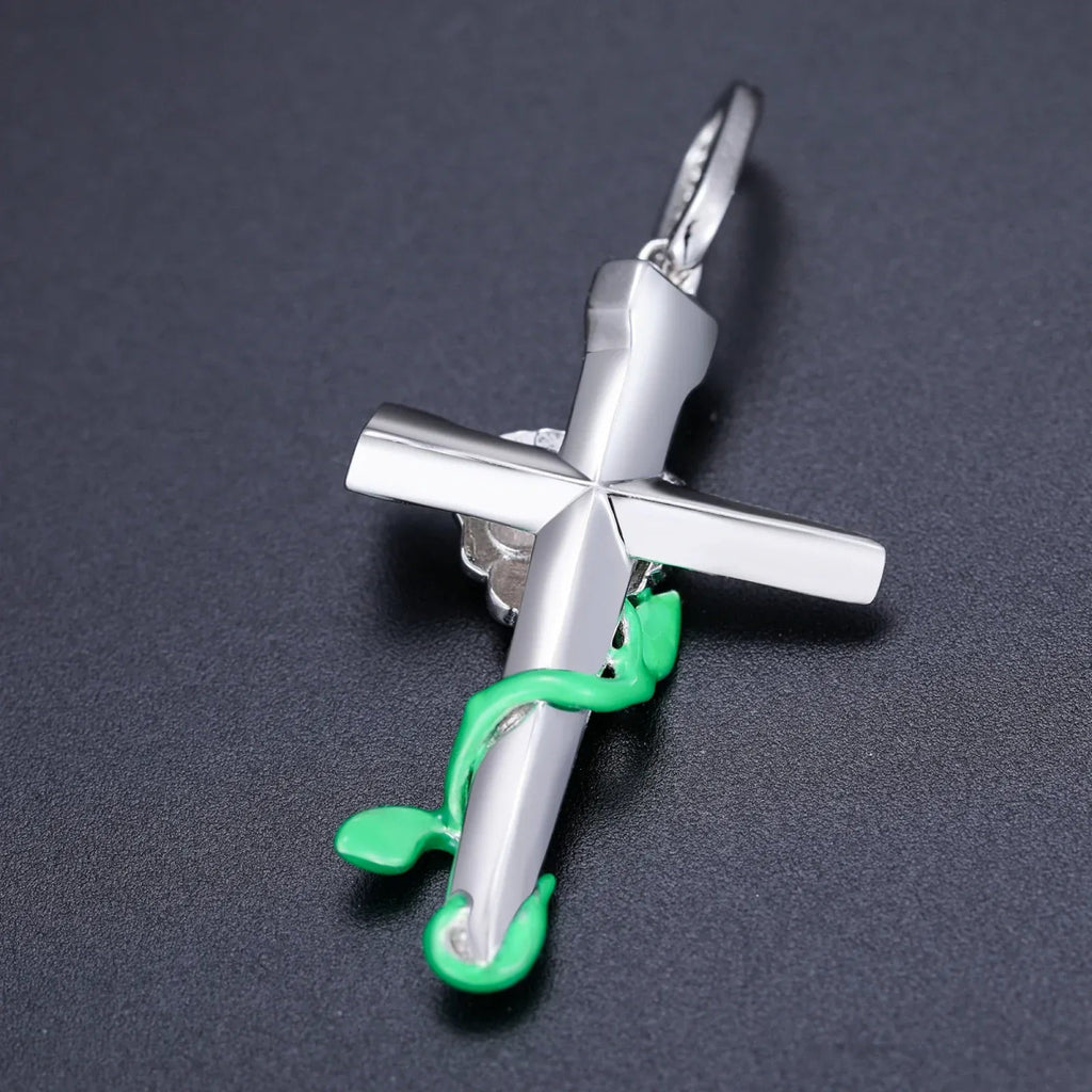 Moissanite Glow Rose Cross Pendant – “Eternal Bloom” Edition - Shop Gold Supply