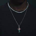 Moissanite Glow Rose Cross Pendant – “Eternal Bloom” Edition - Shop Gold Supply