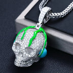 Moissanite Glow Skull Glow Pendant – “Neon Drip” Edition White Gold - Shop Gold Supply