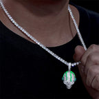 Moissanite Glow Skull Glow Pendant – “Neon Drip” Edition Yellow Gold - Shop Gold Supply