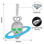 Moissanite Glow Skull Saturn Pendant – “Cosmic Reign” Edition - Shop Gold Supply