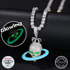Moissanite Glow Skull Saturn Pendant – “Cosmic Reign” Edition - Shop Gold Supply