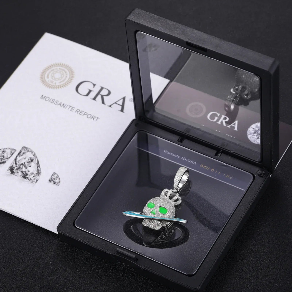 Moissanite Glow Skull Saturn Pendant – “Cosmic Reign” Edition - Shop Gold Supply