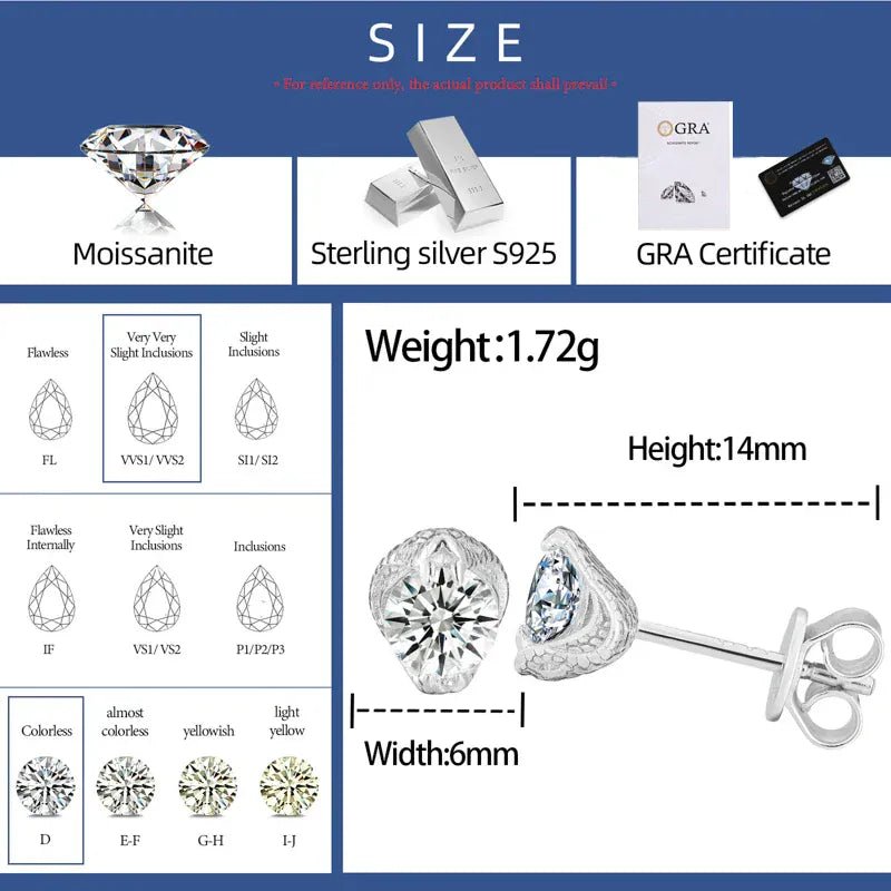 Moissanite Snakehead Stud Earrings – “Venom Strike” Edition White Gold - Shop Gold Supply