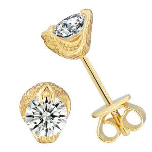 Moissanite Snakehead Stud Earrings – “Venom Strike” Edition Yellow Gold - Shop Gold Supply