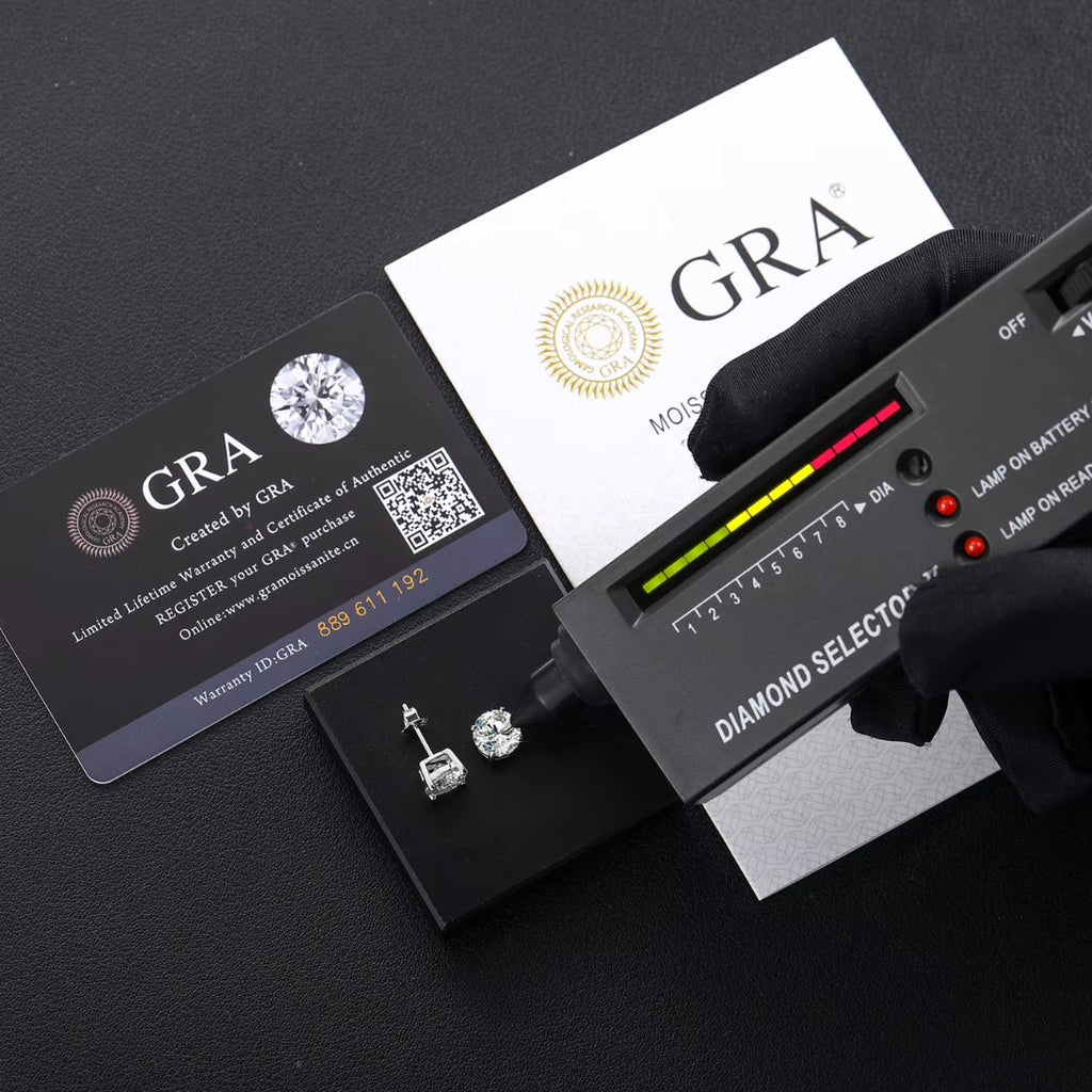 Moissanite Stud Earrings 10MM 925 Silver White Gold - Shop Gold Supply