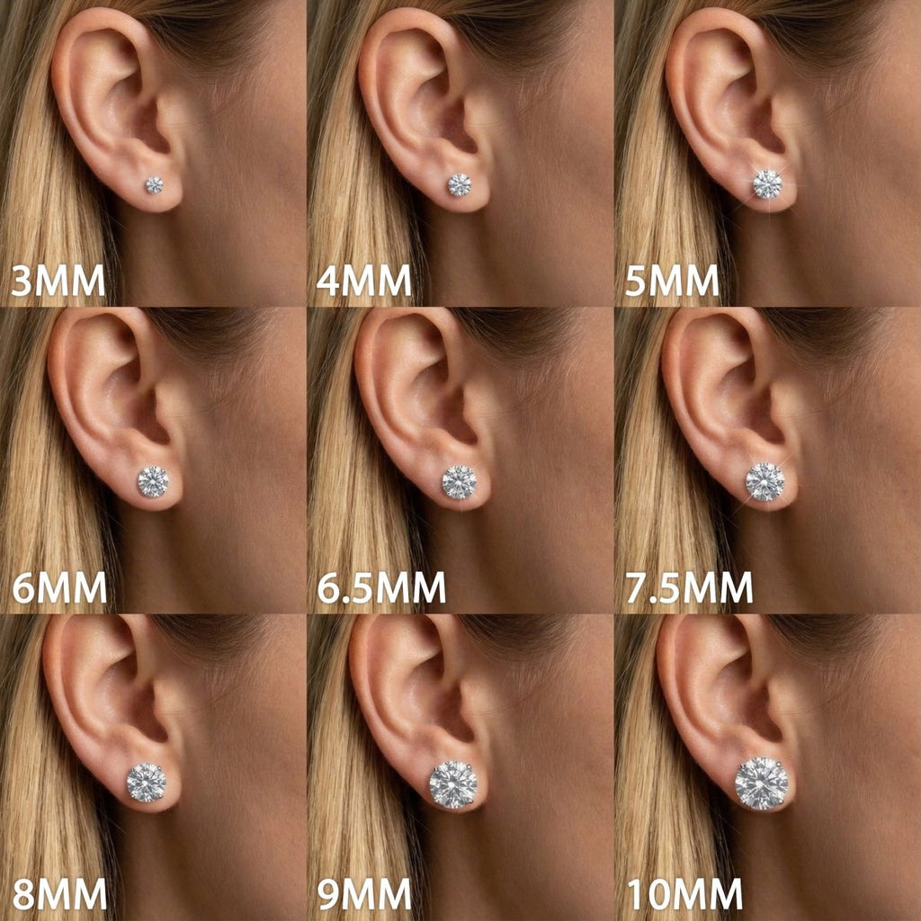 Moissanite Stud Earrings 10MM 925 Silver White Gold - Shop Gold Supply