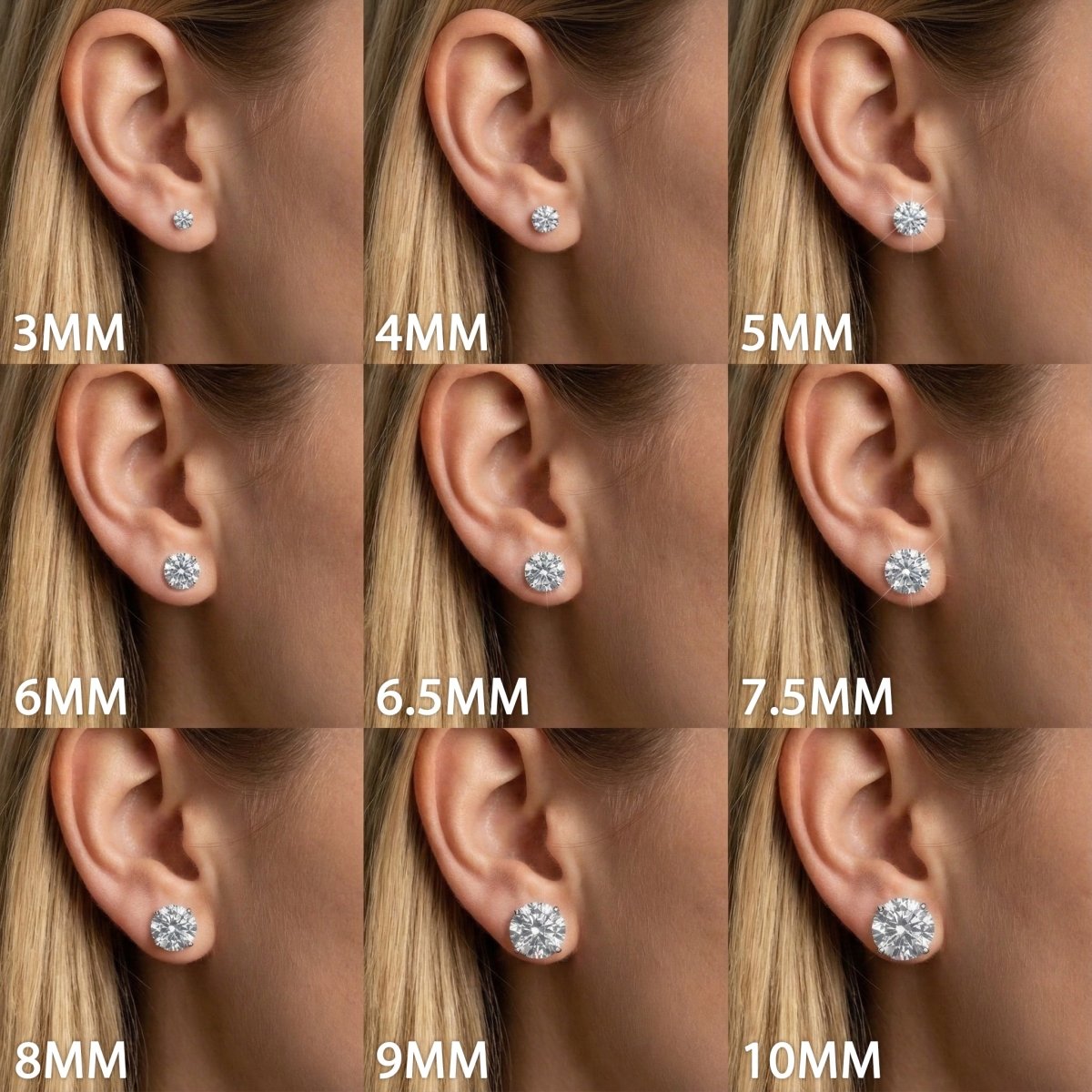 Moissanite Stud Earrings 10MM 925 Silver White Gold - Shop Gold Supply