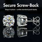 Moissanite Stud Earrings 10MM 925 Silver White Gold - Shop Gold Supply