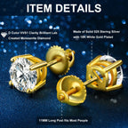 Moissanite Stud Earrings 3MM 925 Silver White Gold - Shop Gold Supply