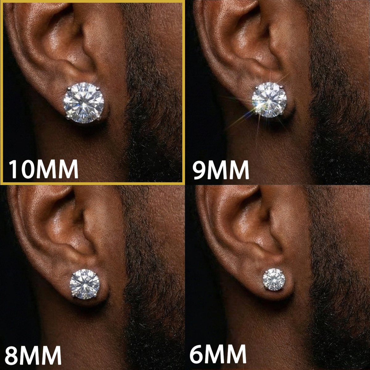 Moissanite Stud Earrings (Set of 2) 10MM 925 Silver White Gold - Shop Gold Supply