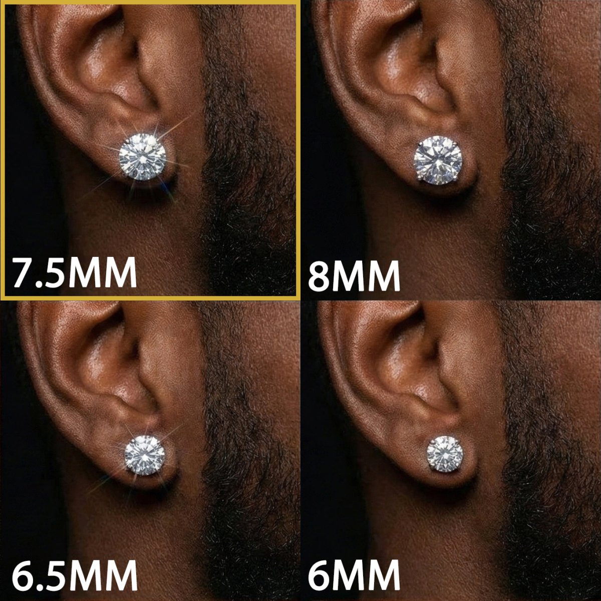 Moissanite Stud Earrings (Set of 2) 7.5MM 925 Silver White Gold - Shop Gold Supply