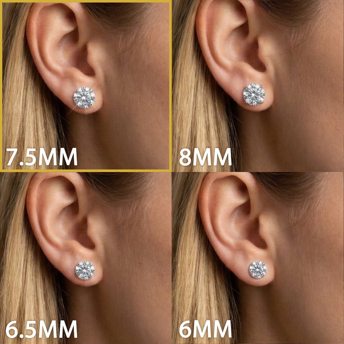 Moissanite Stud Earrings W 10MM 925 Silver White Gold - Shop Gold Supply