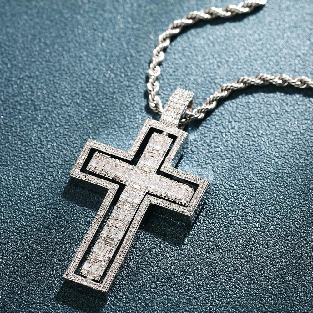 Reversible Iced Cross Pendant – “Double Blessing” Edition 30 IN FREE Rope - Shop Gold Supply