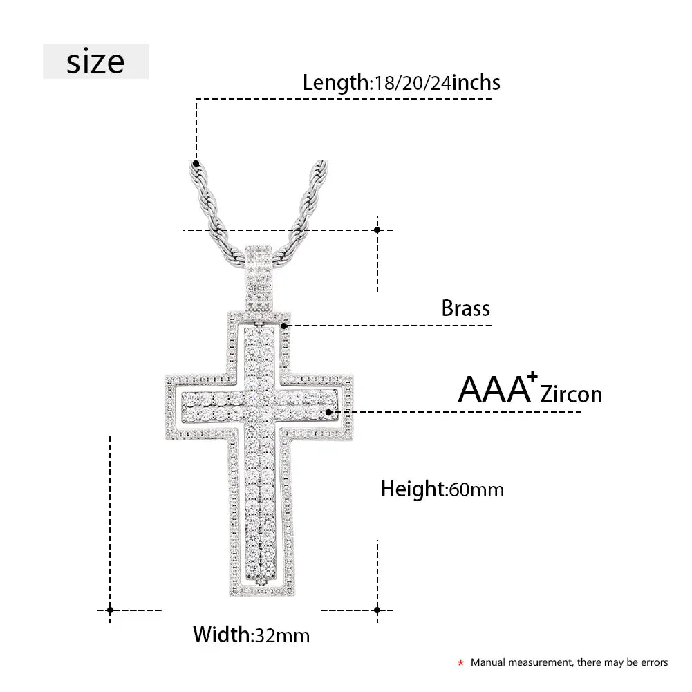 Reversible Iced Cross Pendant – “Double Blessing” Edition 30 IN FREE Rope - Shop Gold Supply