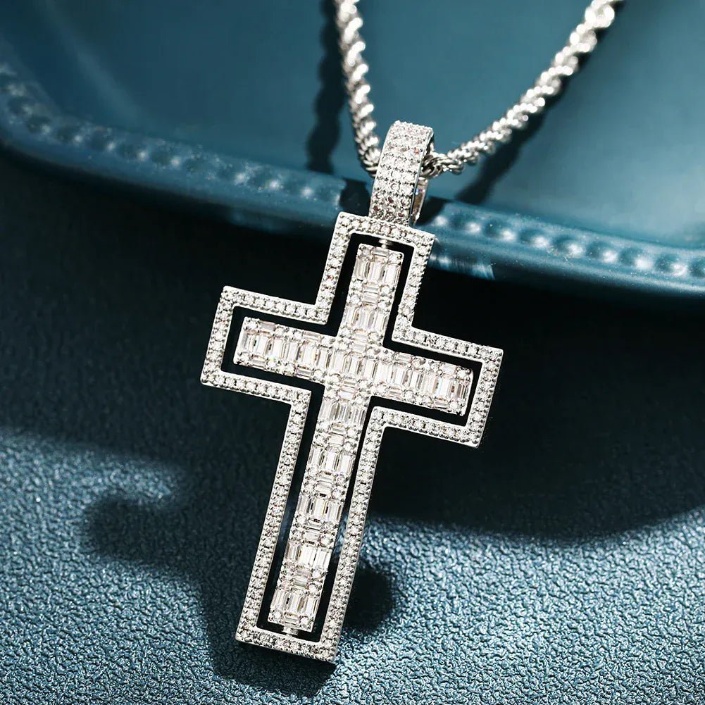 Reversible Iced Cross Pendant – “Double Blessing” Edition 30 IN FREE Rope - Shop Gold Supply
