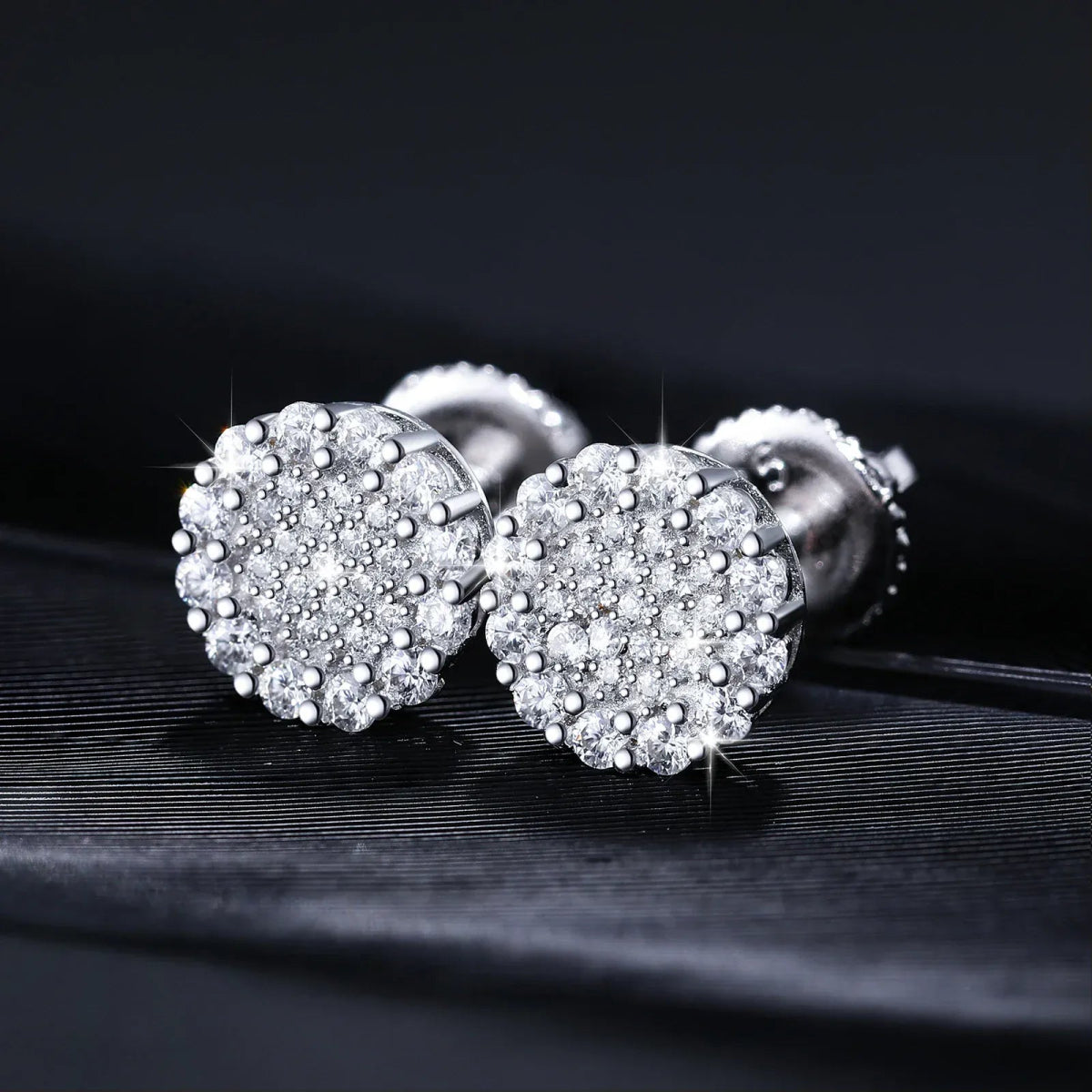 Round Halo Moissanite Stud Earrings – “Solar Burst” Edition White Gold - Shop Gold Supply