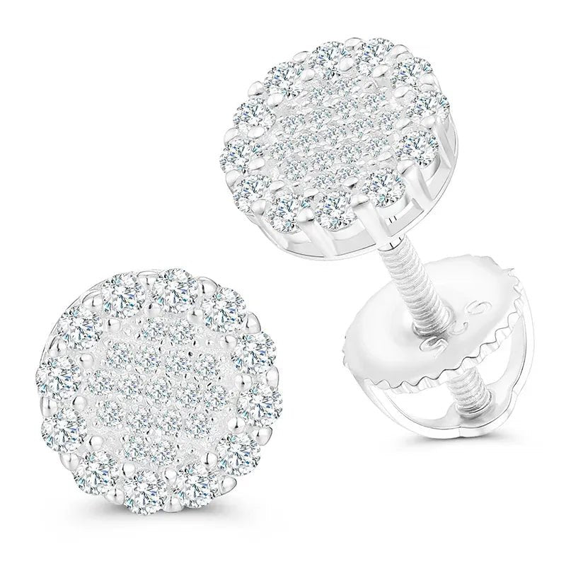 Round Halo Moissanite Stud Earrings – “Solar Burst” Edition White Gold - Shop Gold Supply