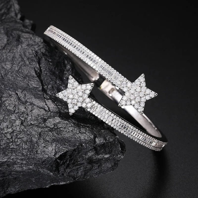 Shooting Star Wrap Bangle Bracelet – “Cosmic Trail” Edition VVS 5A CZ 7 IN - Shop Gold Supply
