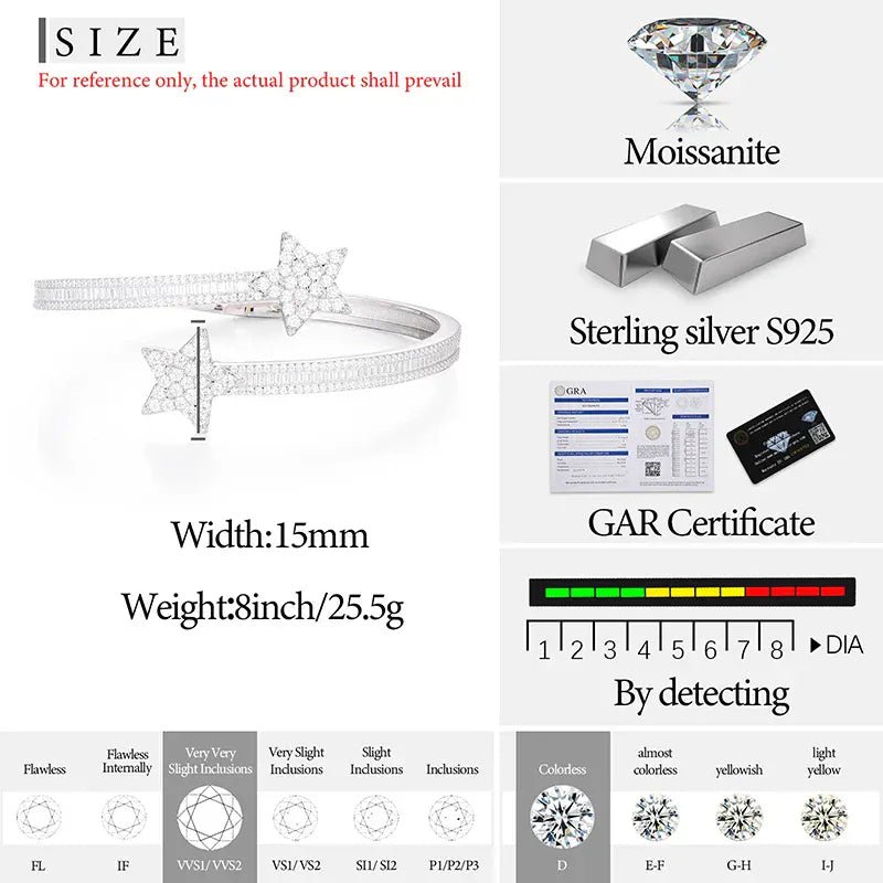 Shooting Star Wrap Bangle Bracelet – “Cosmic Trail” Edition VVS 5A CZ 7 IN - Shop Gold Supply