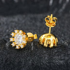 Sunburst Iced Stud Earrings – “Solar Flare” Edition Yellow Gold Moissanite - Shop Gold Supply