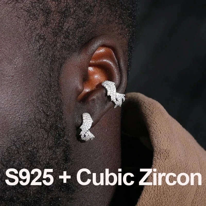 Thorn Clip Earrings – “Icebound Thorns” Edition VVS 5A CZ Yellow Gold 2pcs - Shop Gold Supply