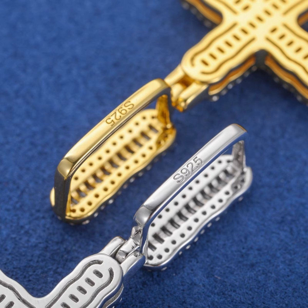 VVS Baguette Cross Pendant White Gold Moissanite FREE Never Tarnish Rope - Shop Gold Supply