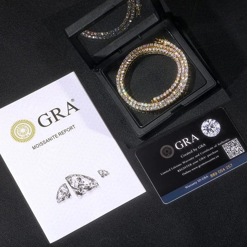 VVS1 Moissanite Tennis Chain / Bracelet 2MM Yellow Gold 6 IN (Bracelet) - Shop Gold Supply