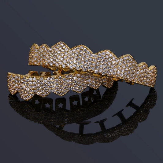 Gold / Set 8 Tooth Pave Grillz - The Gold Supply