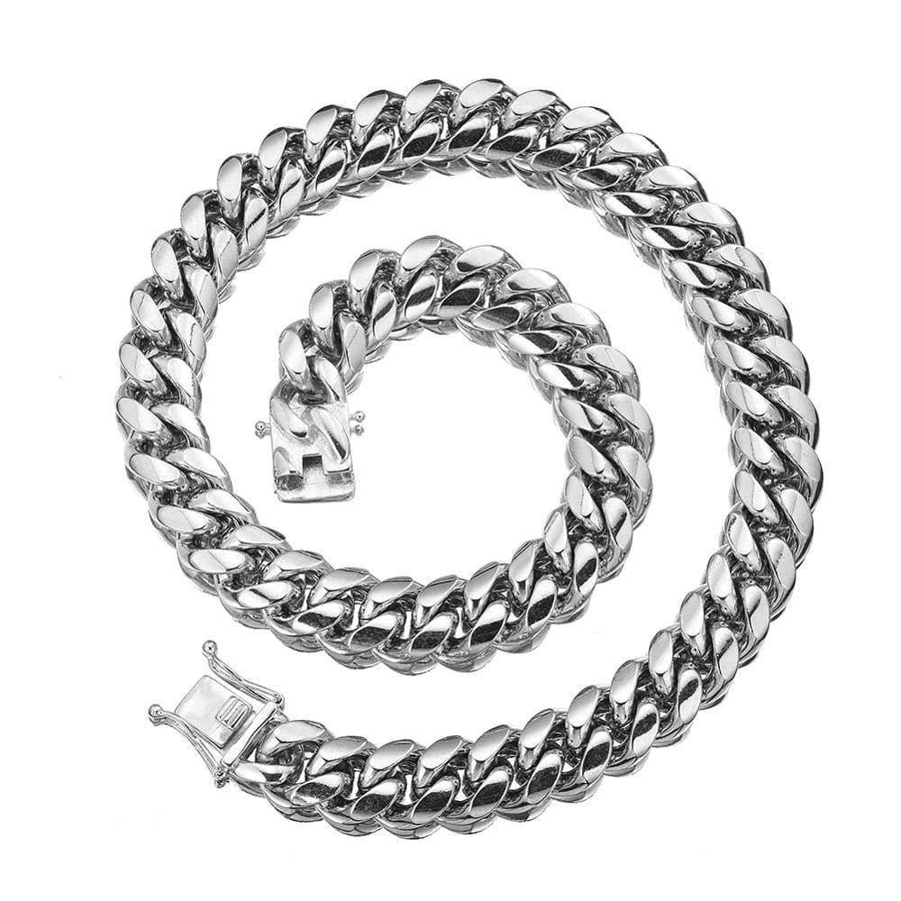 Cuban Chain Silver 8MM 18 IN - Shop Gold Supply