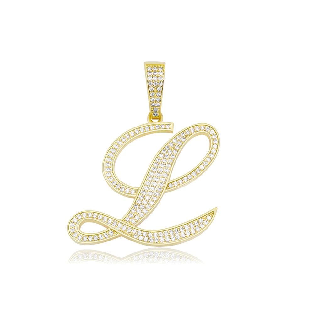 L / Gold Cursive Letter Necklace - The Gold Supply