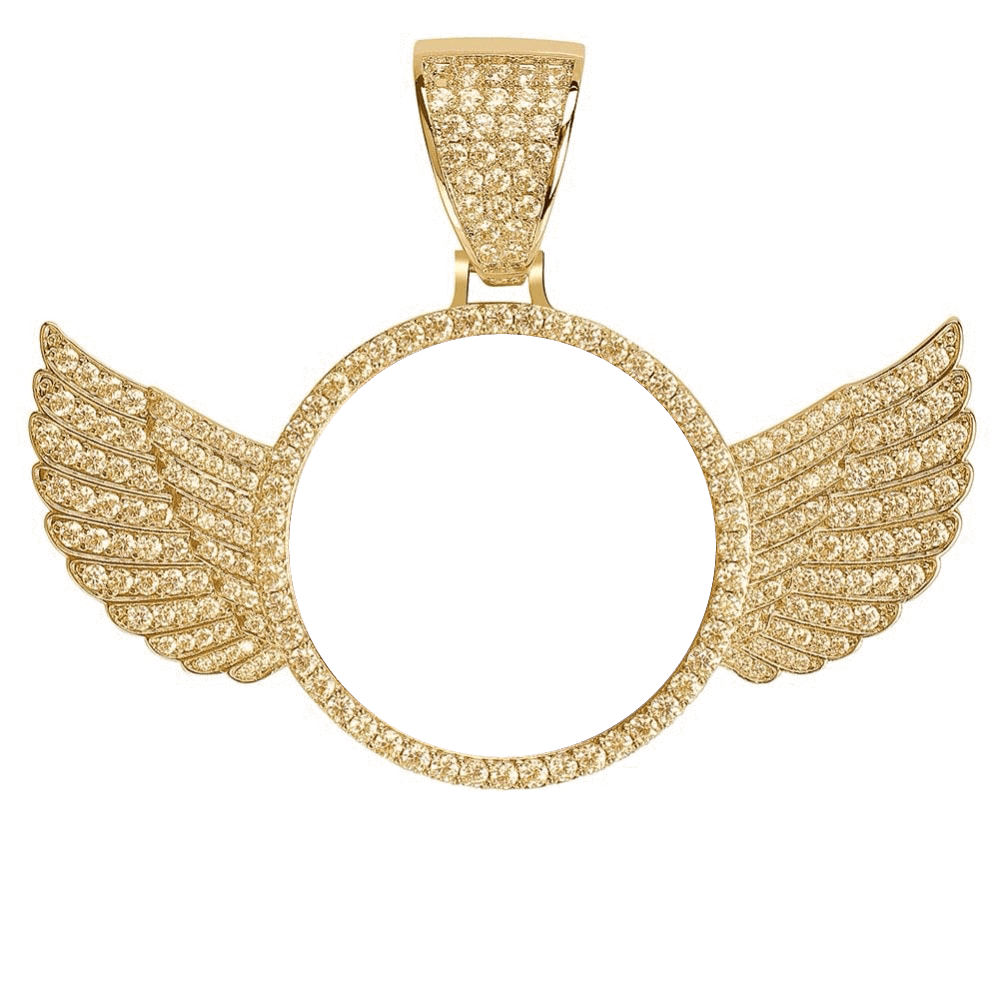 Custom Wings Photo Necklace Gold Rope 18 IN - Shop Gold Supply