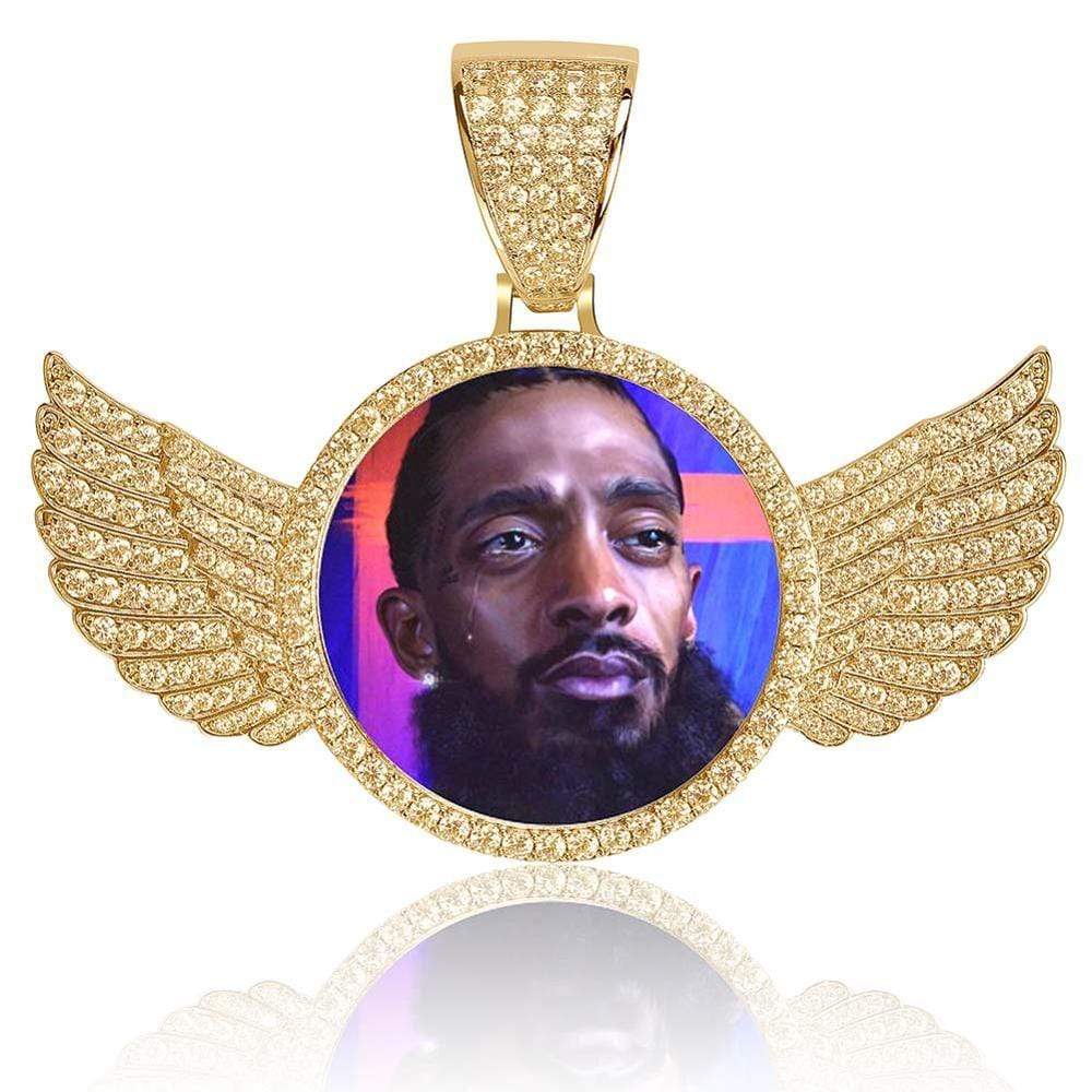 Custom Wings Photo Necklace Gold Rope 18 IN - Shop Gold Supply