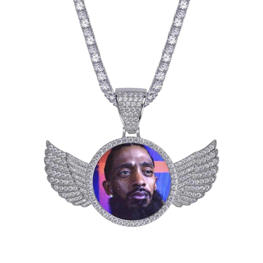 Custom Wings Photo Necklace Gold Rope 18 IN - Shop Gold Supply