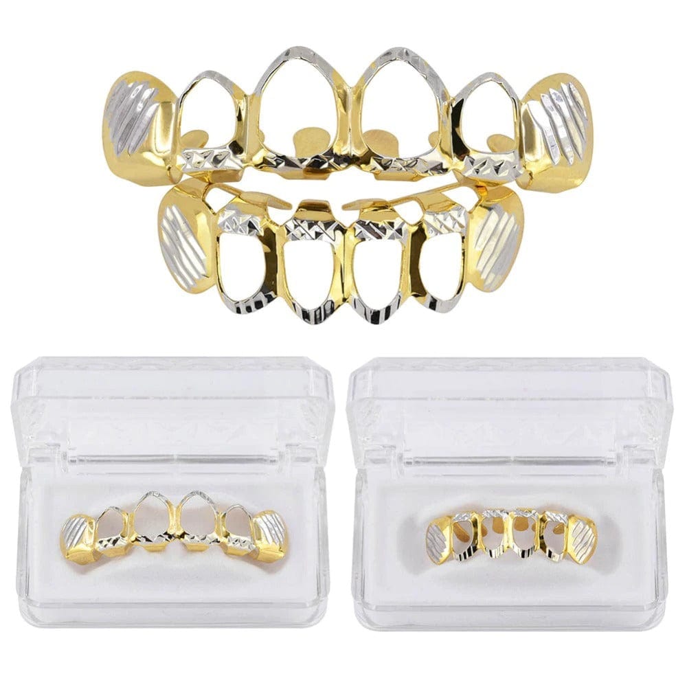 Diamond - Cut Open Grillz Two - Tone Set - Shop Gold Supply